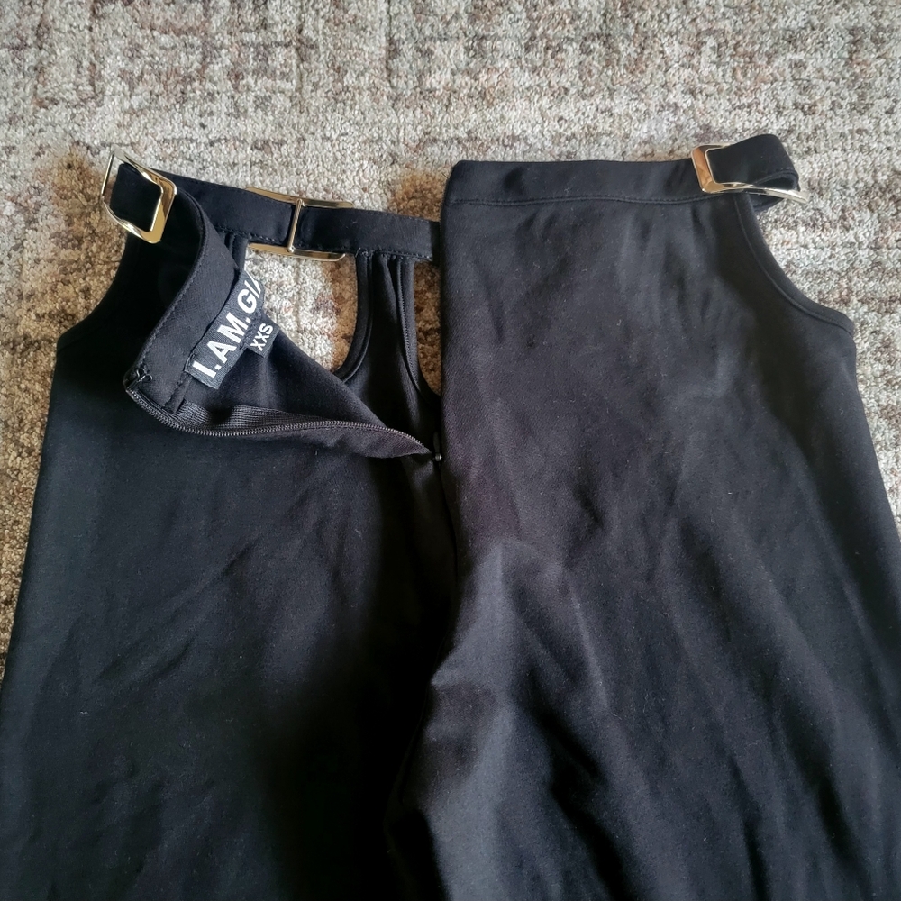 I.AM.GIA Kyla Full‎ Length Tall Mid Rise Cutout Stretch Ponte Flare Pants XXS - Picture 8 of 16